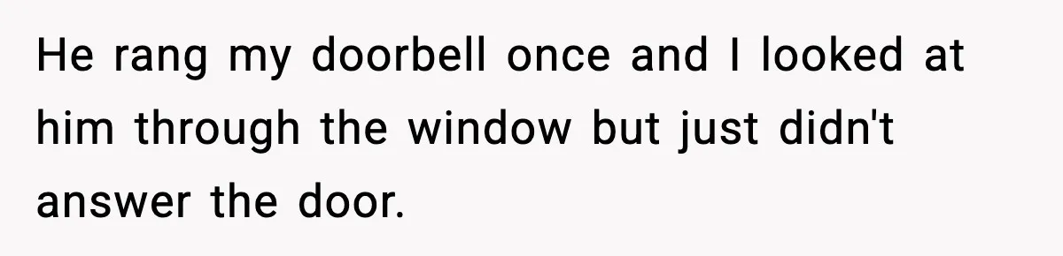 He rang my doorbell once and I looked at him through the window but just didn't answer the door.