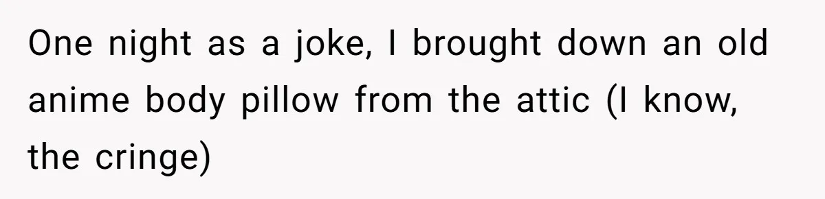 One night as a joke, I brought down an old anime body pillow from the attic (I know, the cringe)