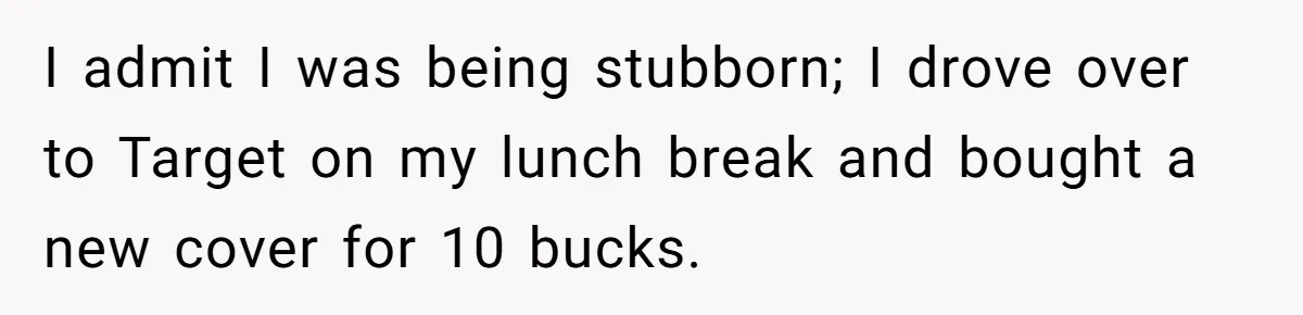 I admit I was being stubborn; I drove over to Target on my lunch break and bought a new cover for 10 bucks.