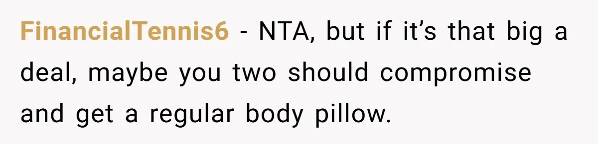 FinancialTennis6 − NTA, but if it’s that big a deal, maybe you two should compromise and get a regular body pillow.