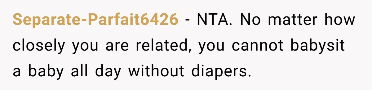 SIL Calls It Heartless When This Woman Enforces Daycare Rules On Her Own Niece Separate-Parfait6426 − NTA. No matter how closely you are related, you cannot babysit a baby all day without diapers.