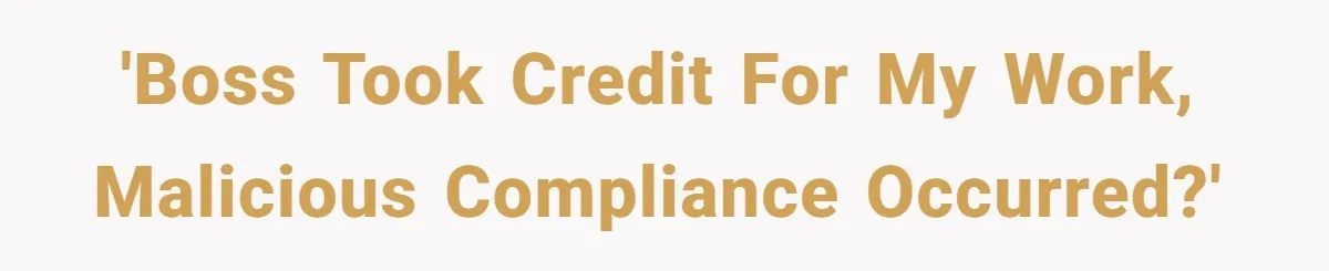 'Boss took credit for my work, malicious compliance occurred?'