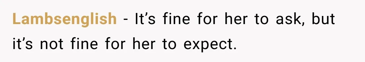 Woman Demands Assigned Parking Spot, Calls Neighbor Selfish When She Says No Lambsenglish − It’s fine for her to ask, but it’s not fine for her to expect.