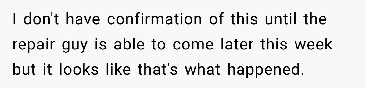 I don't have confirmation of this until the repair guy is able to come later this week but it looks like that's what happened.