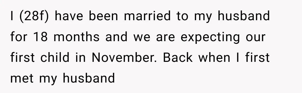 I (28f) have been married to my husband for 18 months and we are expecting our first child in November. Back when I first met my husband