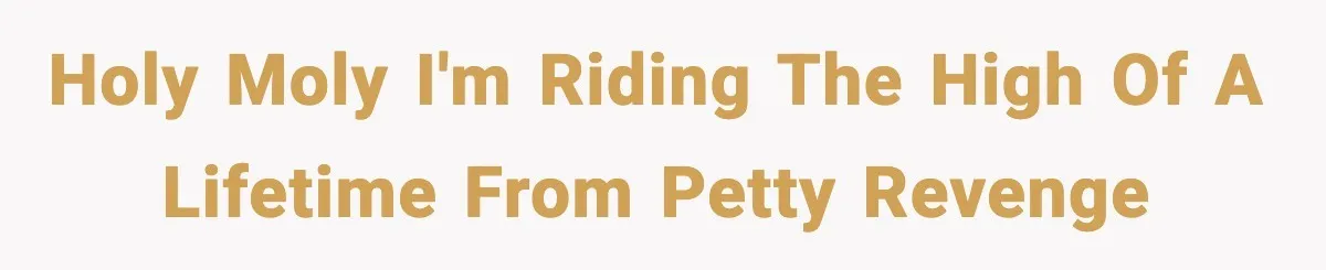 Holy moly I'm riding the high of a lifetime from petty revenge