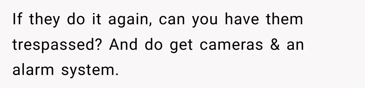 If they do it again, can you have them trespassed? And do get cameras & an alarm system.