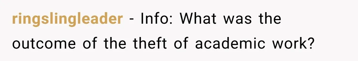 ringslingleader − Info: What was the outcome of the theft of academic work?