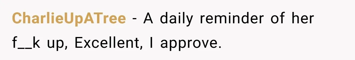 CharlieUpATree − A daily reminder of her f__k up, Excellent, I approve.