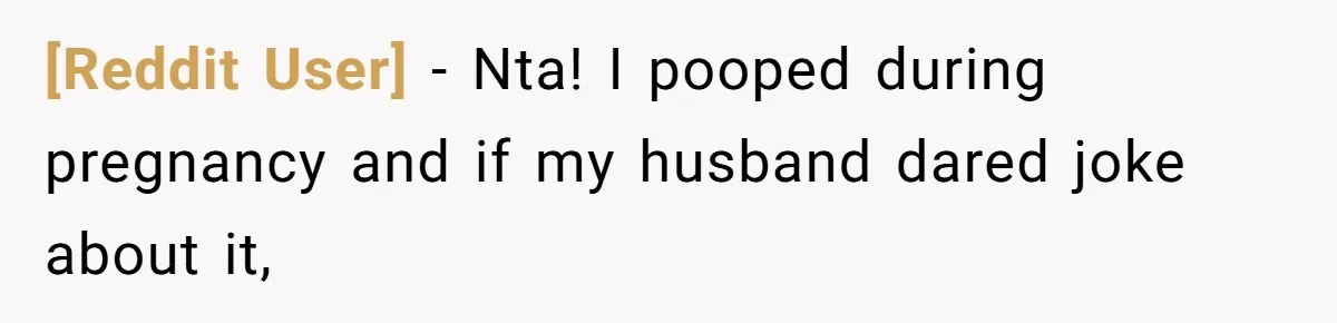[Reddit User] − Nta! I pooped during pregnancy and if my husband dared joke about it,