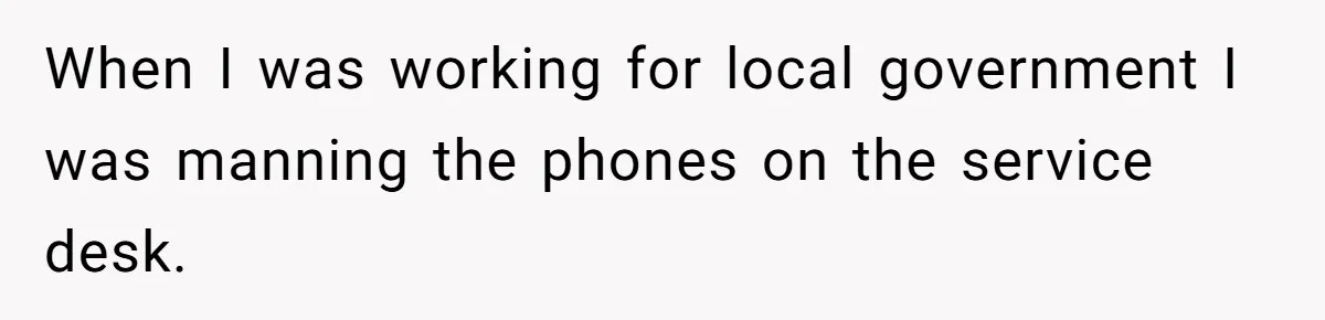 When I was working for local government I was manning the phones on the service desk.
