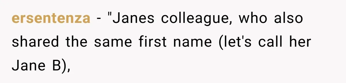 ersentenza − "Janes colleague, who also shared the same first name (let's call her Jane B),