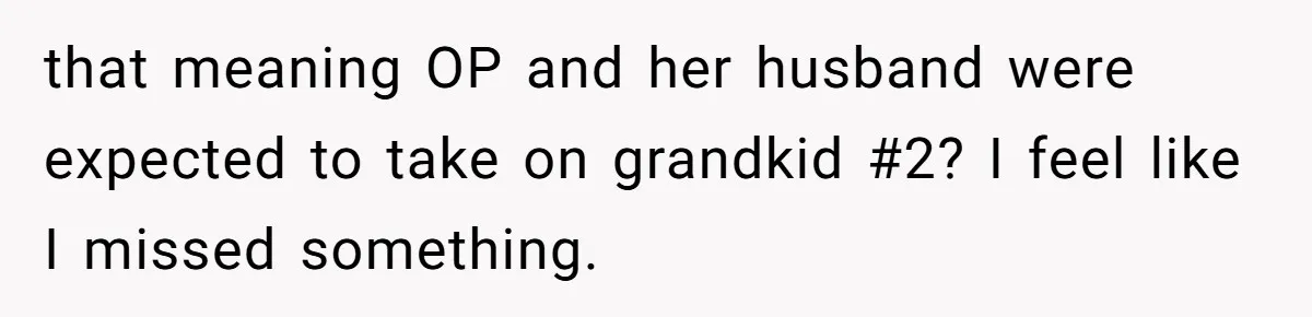 that meaning OP and her husband were expected to take on grandkid #2? I feel like I missed something.