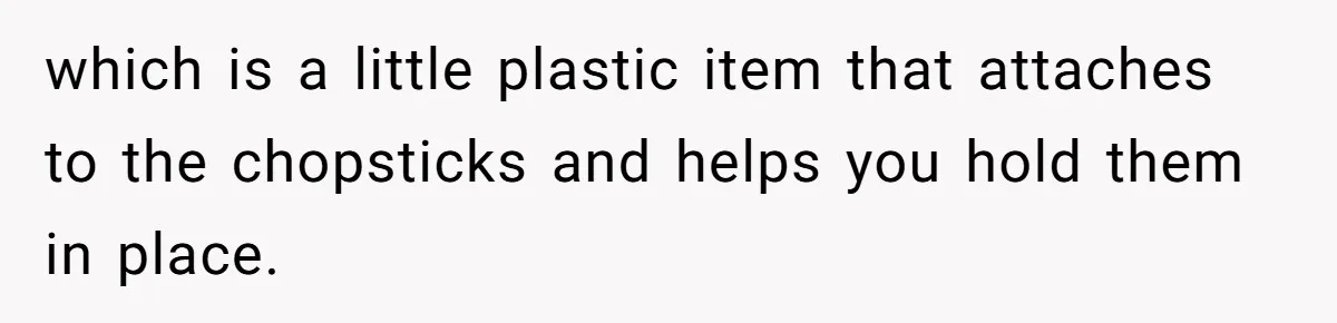 which is a little plastic item that attaches to the chopsticks and helps you hold them in place.