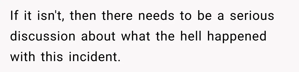 If it isn't, then there needs to be a serious discussion about what the hell happened with this incident.