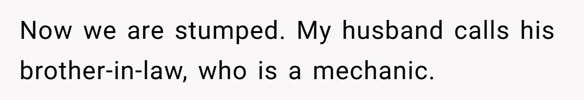 Now we are stumped. My husband calls his brother-in-law, who is a mechanic.