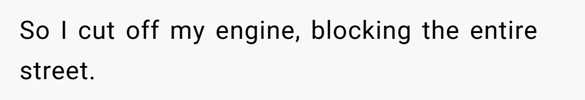 So I cut off my engine, blocking the entire street.