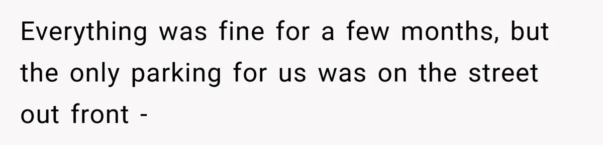 Everything was fine for a few months, but the only parking for us was on the street out front -