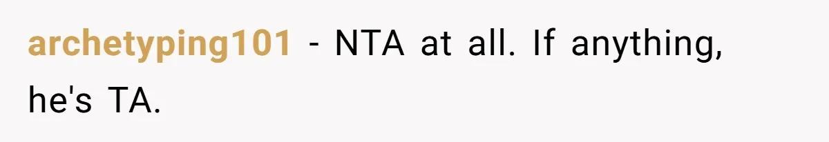 archetyping101 − NTA at all. If anything, he's TA.