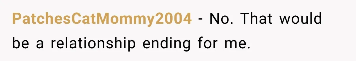PatchesCatMommy2004 − No. That would be a relationship ending for me.