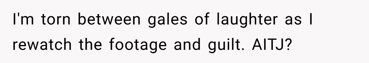 I'm torn between gales of laughter as I rewatch the footage and guilt. AITJ?