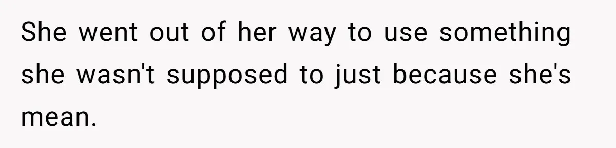 She went out of her way to use something she wasn't supposed to just because she's mean.
