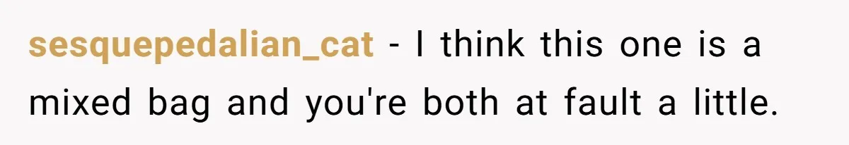 sesquepedalian_cat − I think this one is a mixed bag and you're both at fault a little.