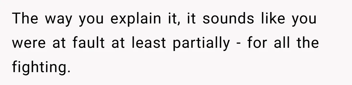 The way you explain it, it sounds like you were at fault at least partially - for all the fighting.