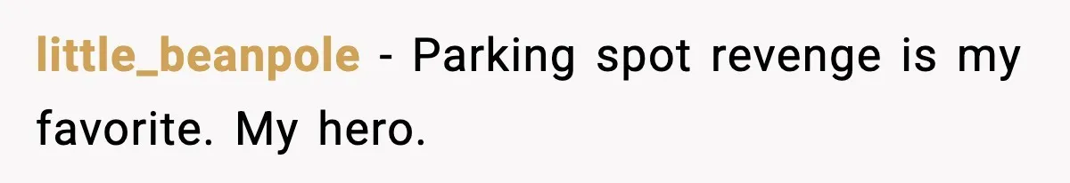 little_beanpole - Parking spot revenge is my favorite. My hero.