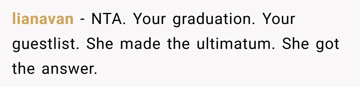 lianavan − NTA. Your graduation. Your guestlist. She made the ultimatum. She got the answer.
