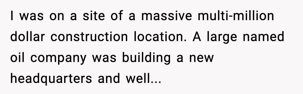 I was on a site of a massive multi-million dollar construction location. A large named oil company was building a new headquarters and well...