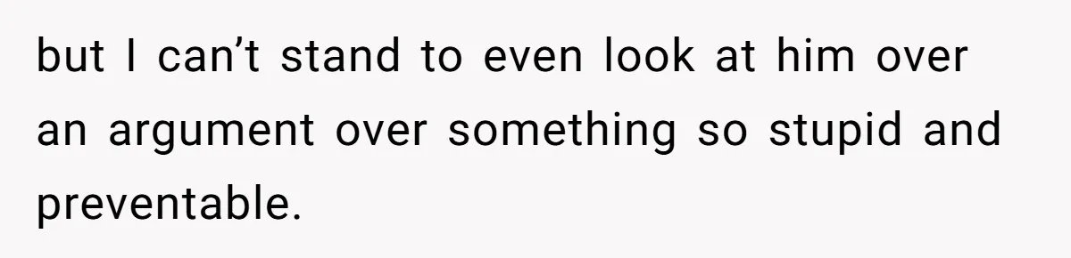 but I can’t stand to even look at him over an argument over something so stupid and preventable.
