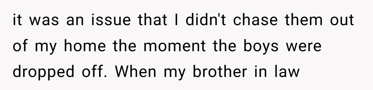 it was an issue that I didn't chase them out of my home the moment the boys were dropped off. When my brother in law