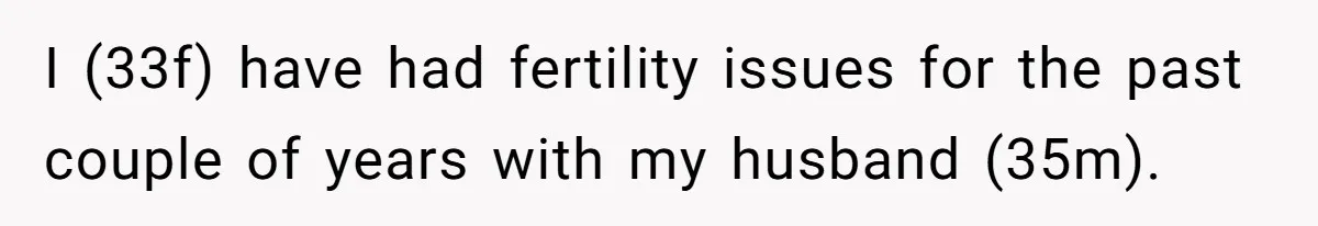 I (33f) have had fertility issues for the past couple of years with my husband (35m).