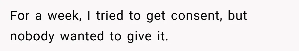 For a week, I tried to get consent, but nobody wanted to give it.
