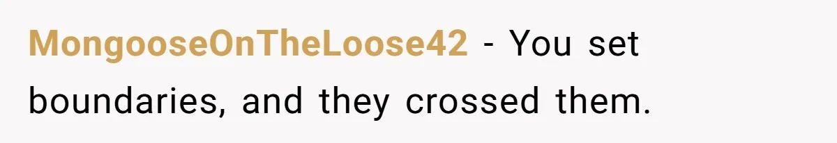 MongooseOnTheLoose42 − You set boundaries, and they crossed them.