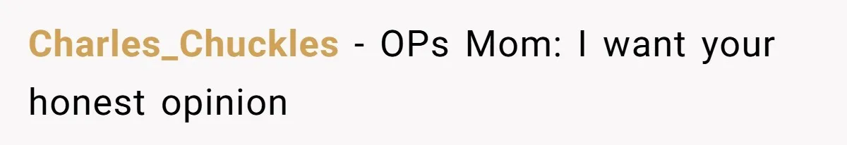 Charles_Chuckles − OPs Mom: I want your honest opinion