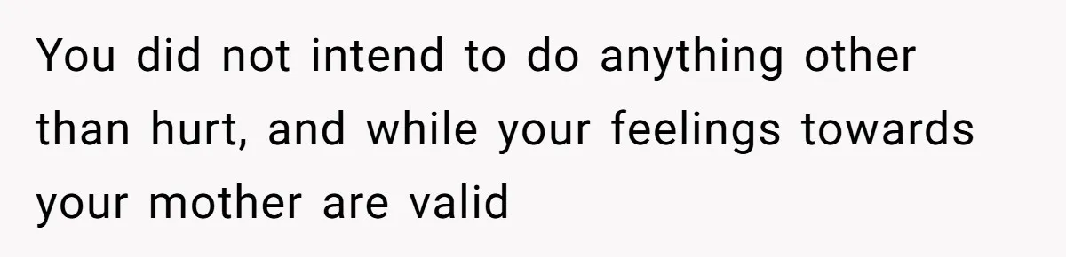 You did not intend to do anything other than hurt, and while your feelings towards your mother are valid
