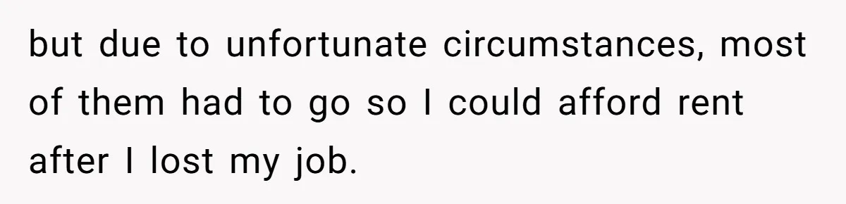 but due to unfortunate circumstances, most of them had to go so I could afford rent after I lost my job.