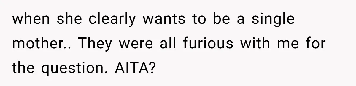 when she clearly wants to be a single mother.. They were all furious with me for the question. AITA?