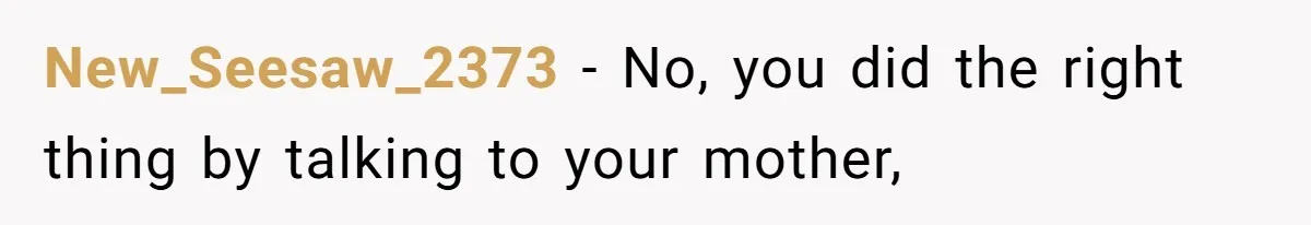 New_Seesaw_2373 − No, you did the right thing by talking to your mother,