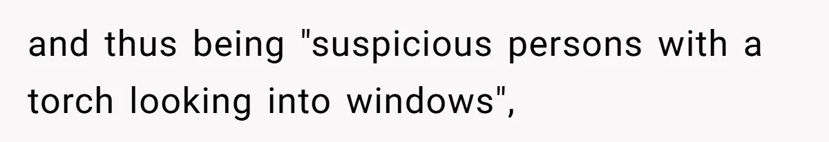 and thus being "suspicious persons with a torch looking into windows",