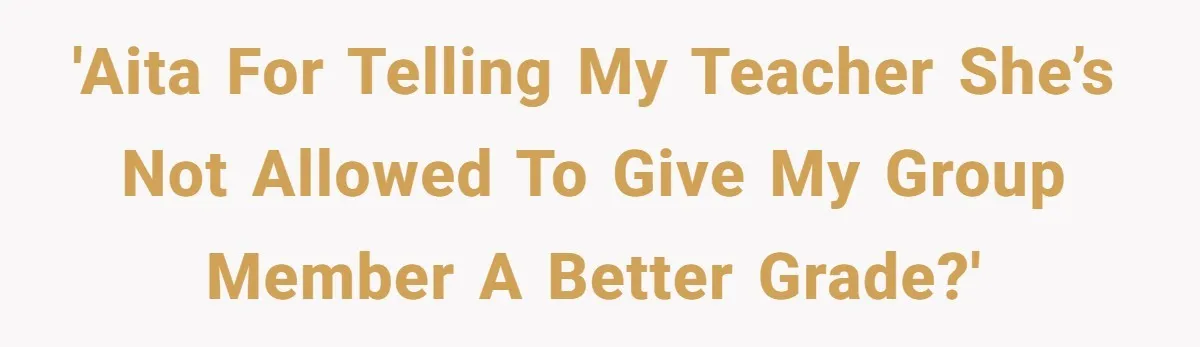 'AITA for telling my teacher she’s not allowed to give my group member a better grade?'
