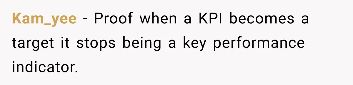 Kam_yee − Proof when a KPI becomes a target it stops being a key performance indicator.