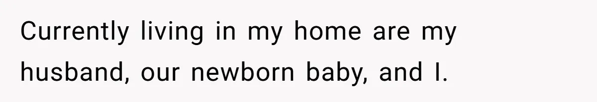 Currently living in my home are my husband, our newborn baby, and I.