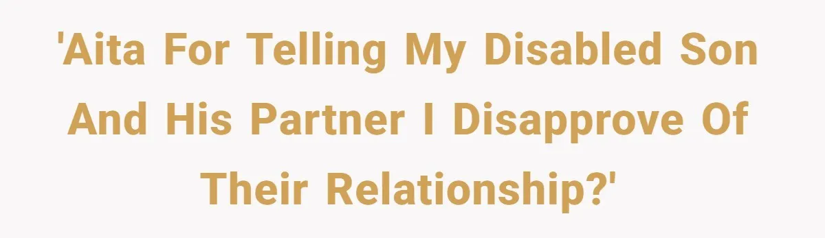 'AITA for telling my disabled son and his partner I disapprove of their relationship?'