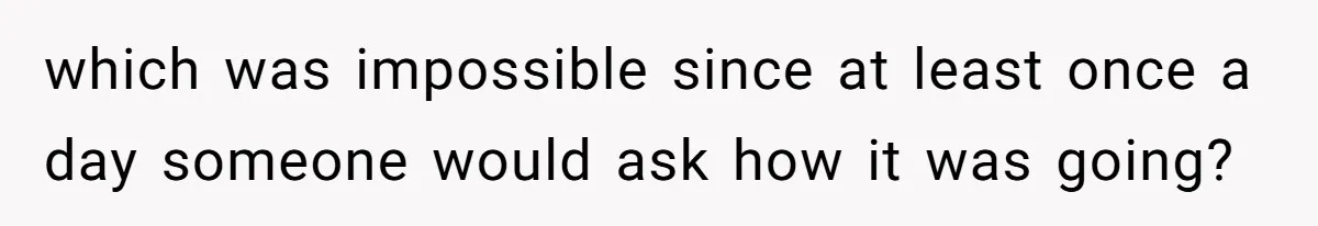 which was impossible since at least once a day someone would ask how it was going?