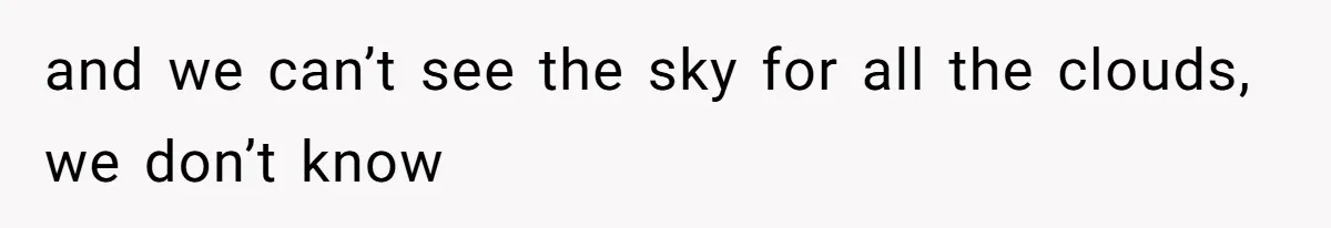 and we can’t see the sky for all the clouds, we don’t know