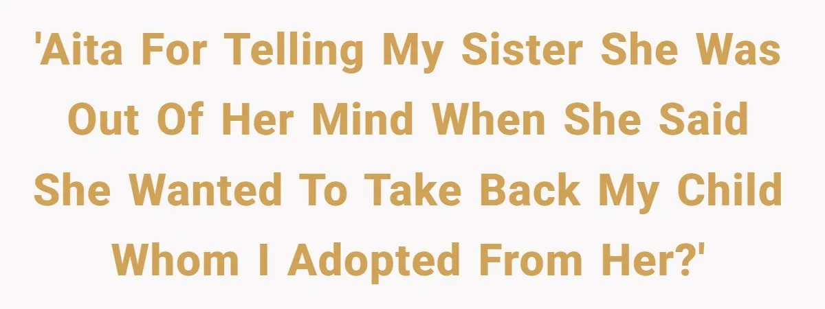 'AITA for telling my sister she was out of her mind when she said she wanted to take back my child whom I adopted from her?'
