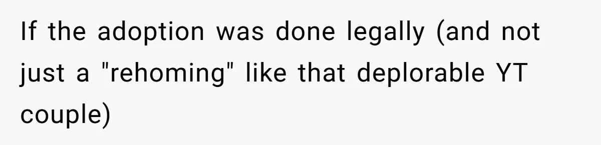 If the adoption was done legally (and not just a "rehoming" like that deplorable YT couple)